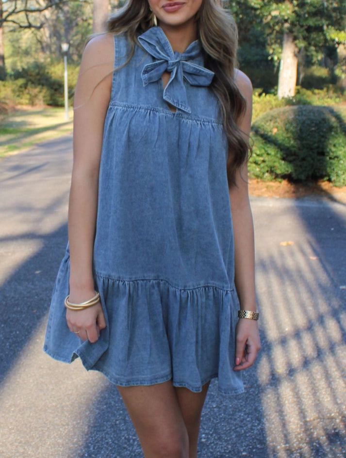 Denim Bow Dress